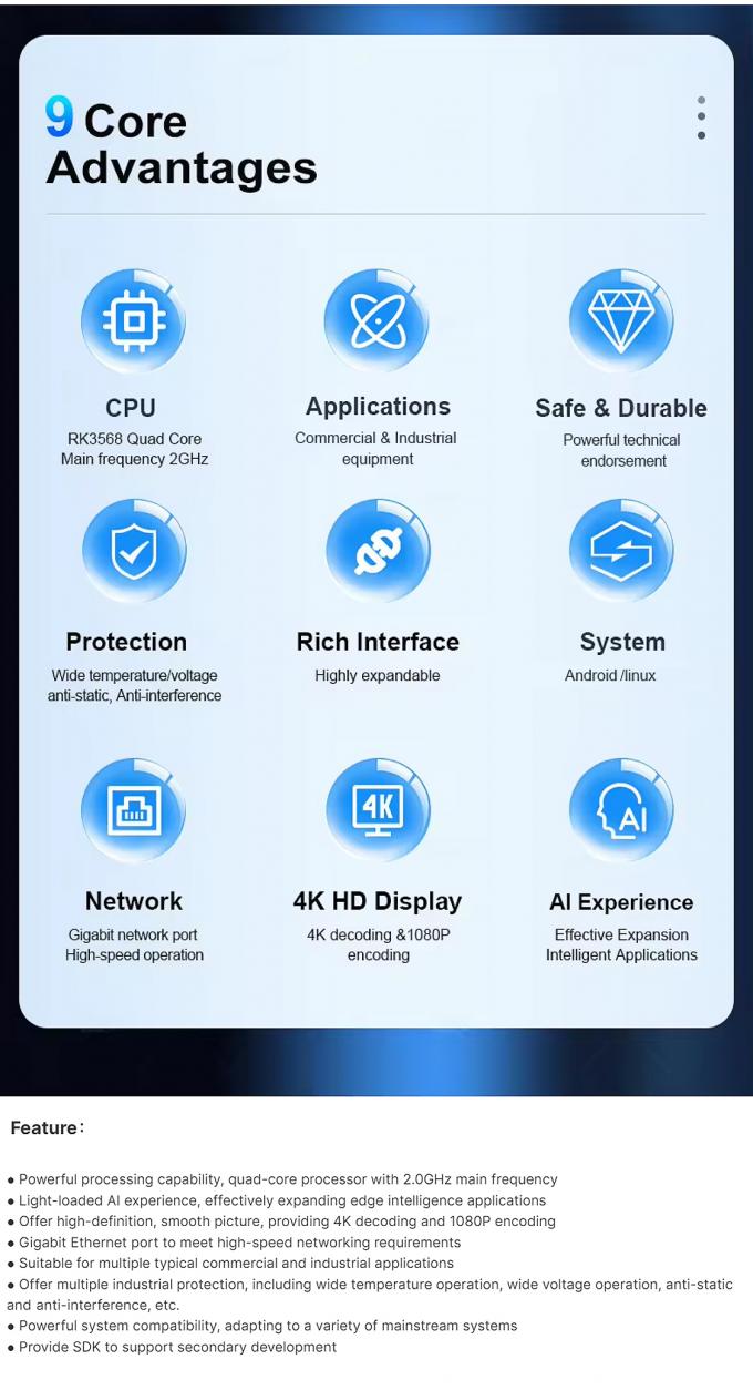Ενσωματωμένη πλακέτα ARM RK3568 Android 11 OS για οθόνες αφής πολλαπλών σημείων και διάφορες επιλογές συνδεσιμότητας στο Internet 3