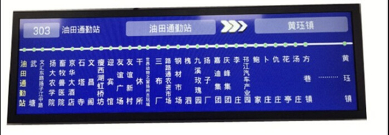 Τεντωμένο σημάδι 28,8 λεωφορείων επίδειξης LCD εισαγωγή ΣΥΝΕΧΟΎΣ δύναμης 12V χρόνου απόκρισης ίντσας 8ms