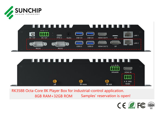 Android 13 Edge Computing Player Box RK3588 Industrial ARM Board 8K Octa Core Dual 1000M RS485 RS232 Παίκτης μέσων ενημέρωσης